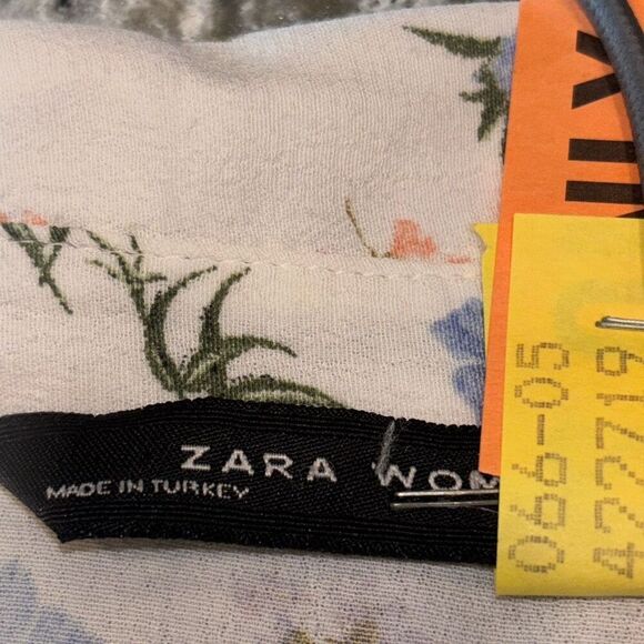 ZARA Floral print spring shirt/top tie front hidden buttons Sz M - Picture 6 of 11